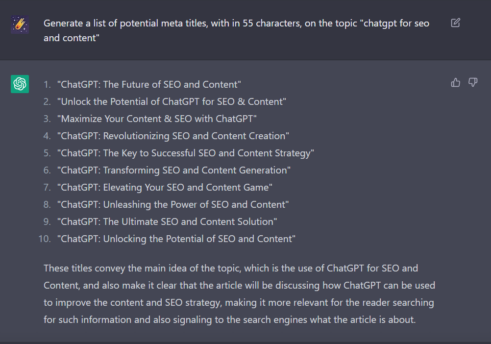 How to use Chatgpt to write meta titles