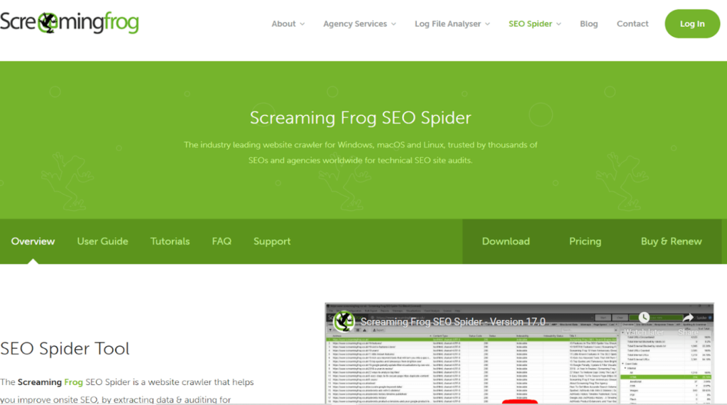 screaming frog homepage
