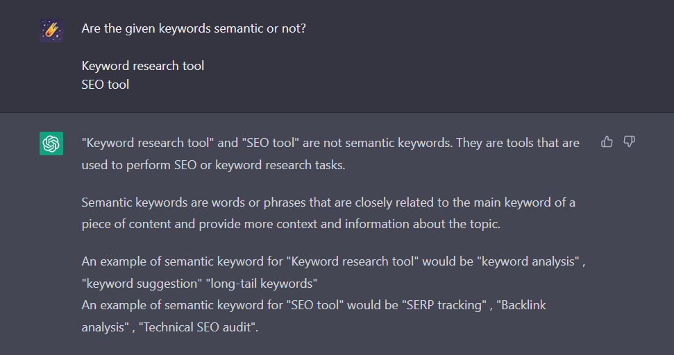 example of Chatgpt for keyword research