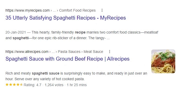 rich snippet is a Google search engine result