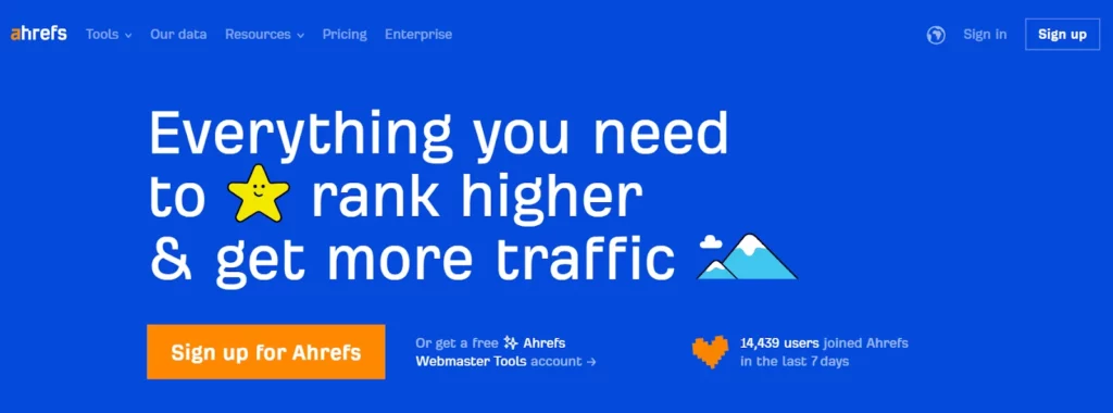 ahrefs homepage