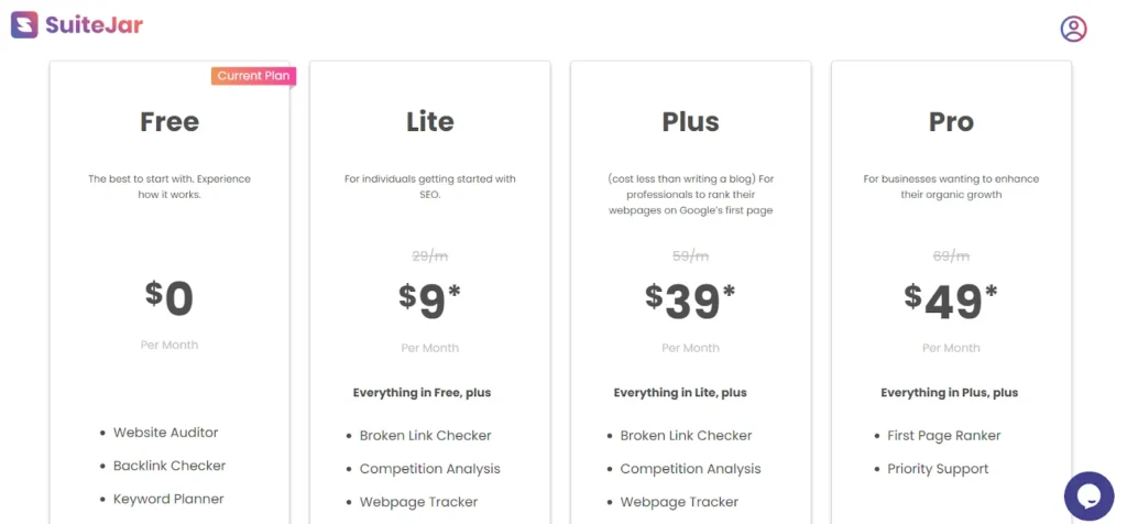 SuiteJar pricing page
