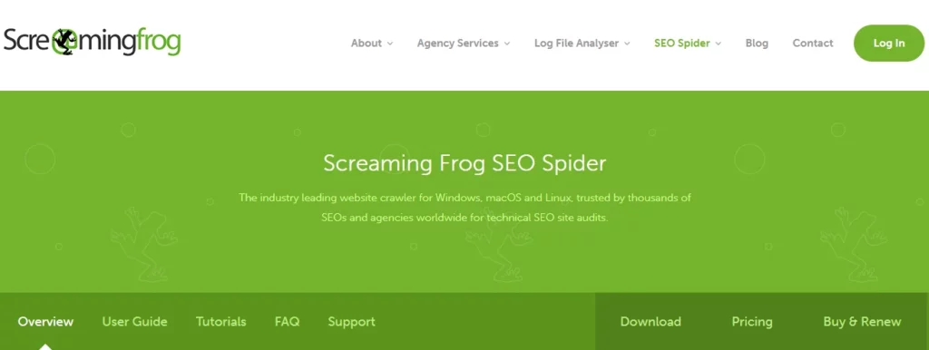 Screaming Frog SEO Spider Home Page