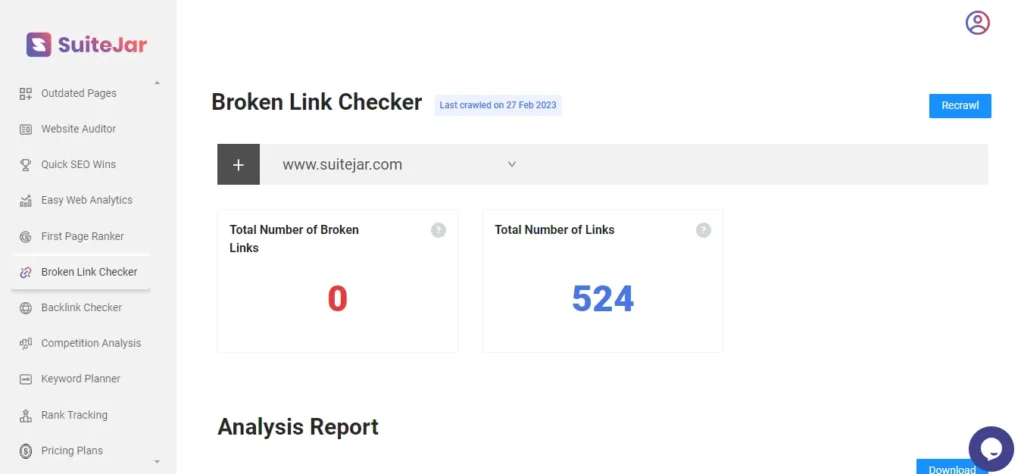 Suitejar broken link checker