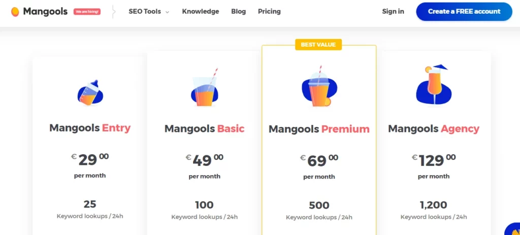 mangools pricing page
