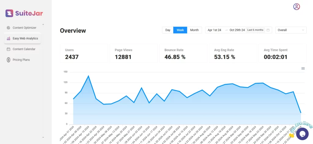 SuiteJar Easy web analytics feature