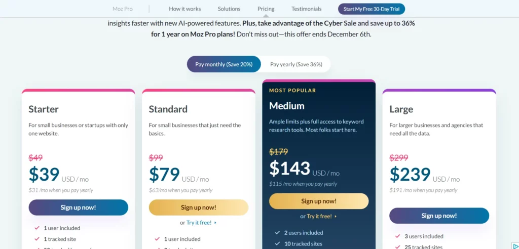 Moz pro pricing