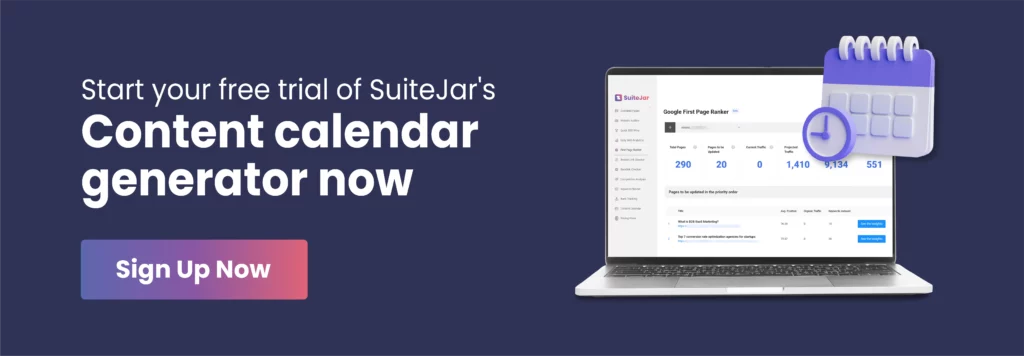 Call to action prompting readers to sign up for suitejar