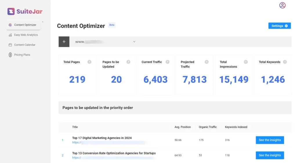 SuiteJar Content Optimizer Feature Page