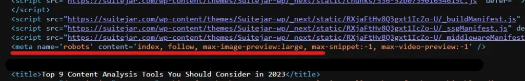 A robot meta tag of SuiteJar’s blog