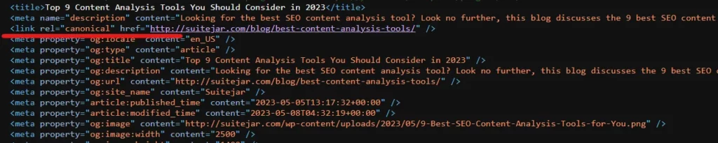 Canonical tag in SuiteJar’s blog