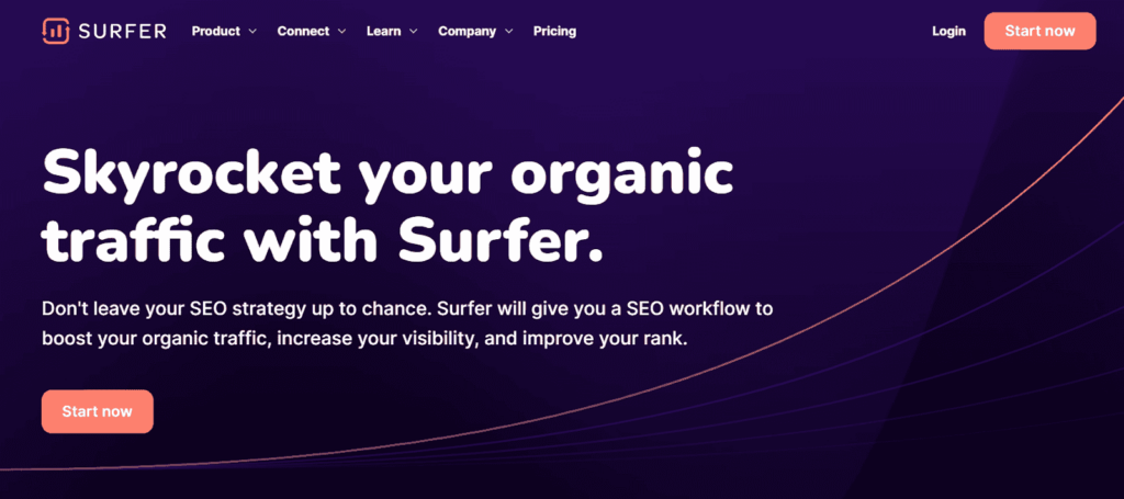 Surfer SEO homepage