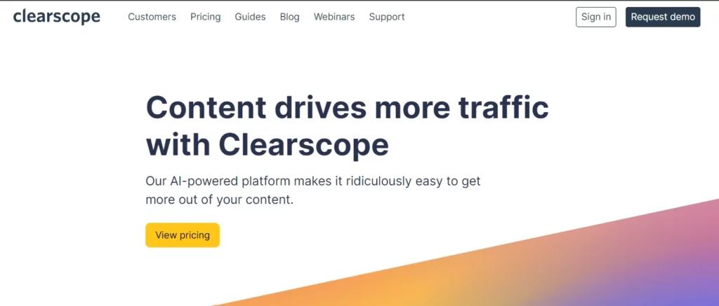 Clearscope homepage