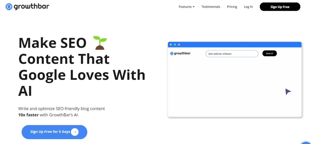 Growthbar homepage