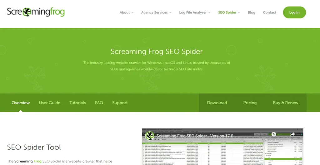 Screaming Frog homepage