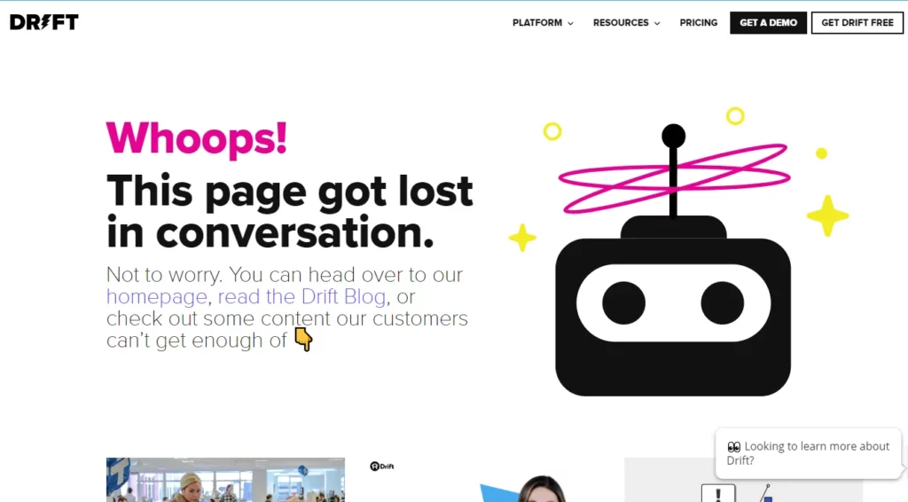 A custom 404 page to improve user experience