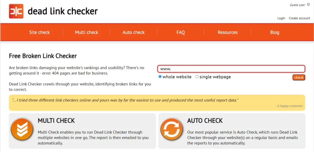 Dead link checker Homepage