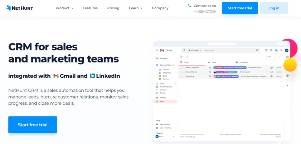 NetHunt CRM Home Page