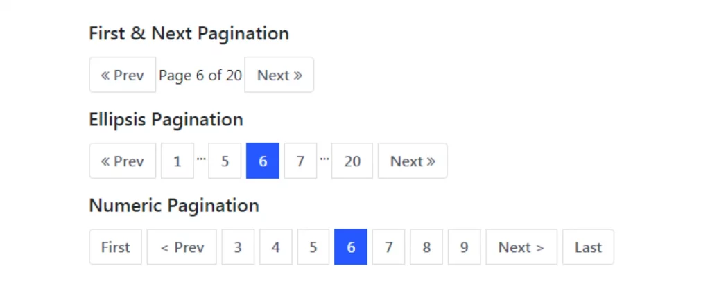 Types of paginations available