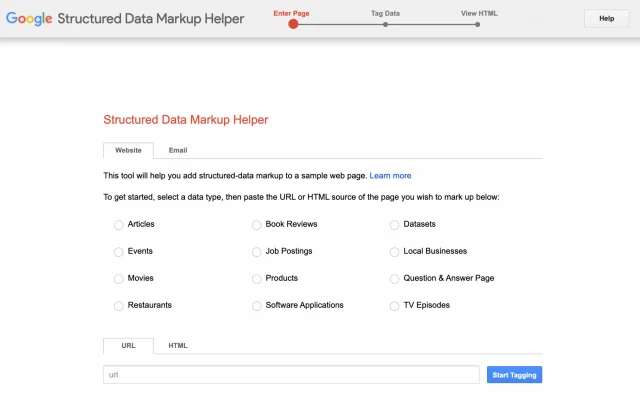 google’s structured data markup helper tool
