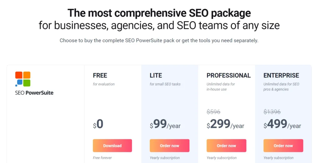 SEO PowerSuite Pricing