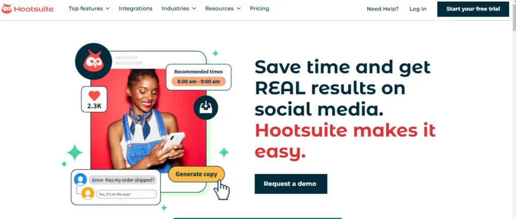 Hootsuite Home Page