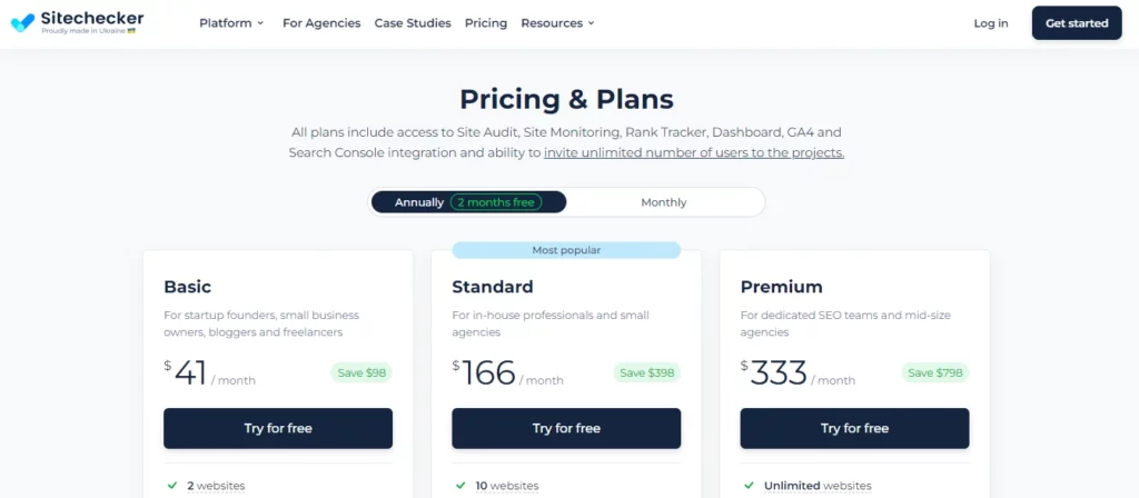 Sitechecker pricing page