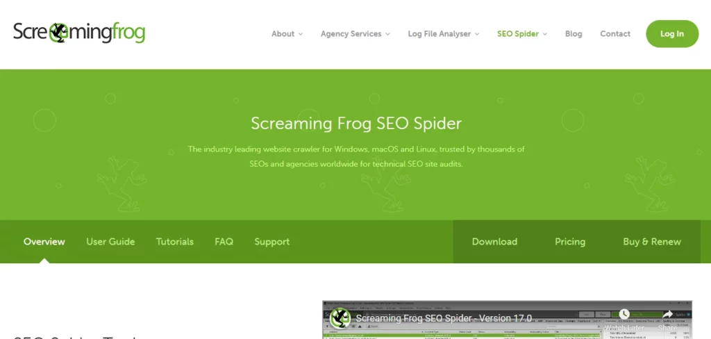 Screaming Frog home page
