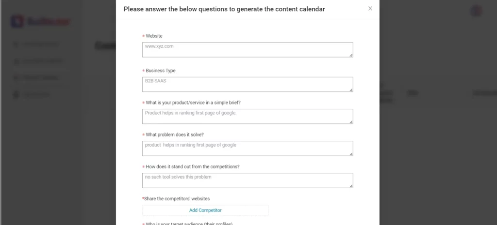 SuiteJar Content Calendar Generator Feature