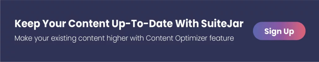 Call to action for content optimizer feature of SuiteJar
