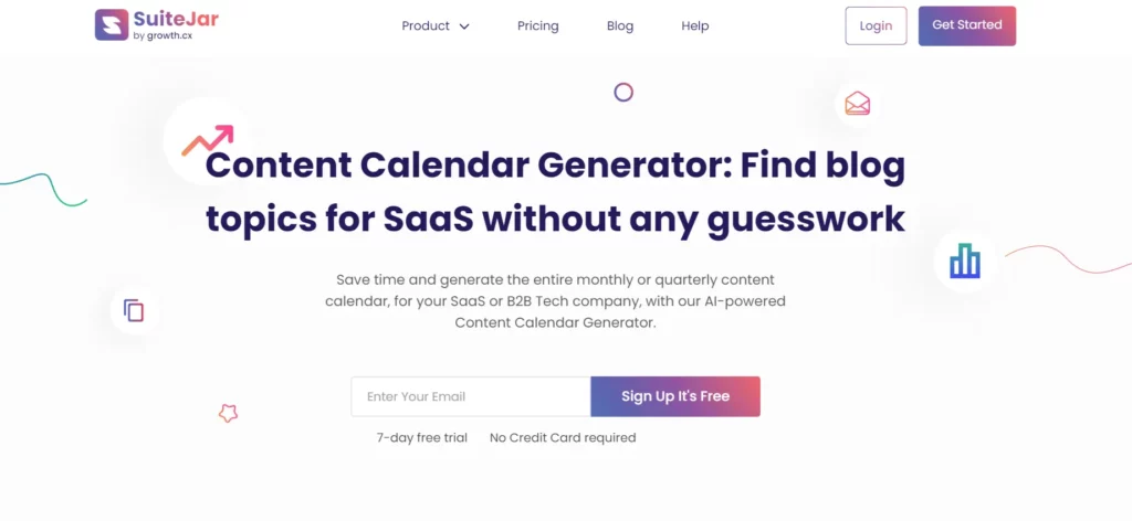 SuiteJar content calendar generator feature page